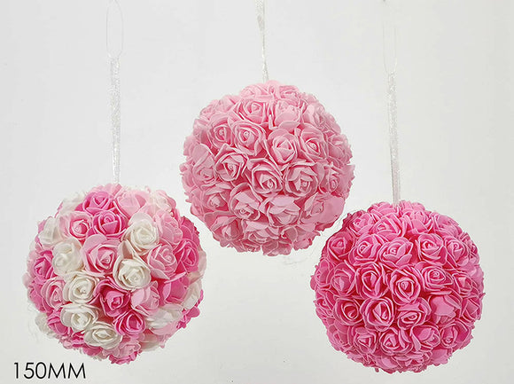 PALLA 150MM C/ROSE ROSA 3ASS