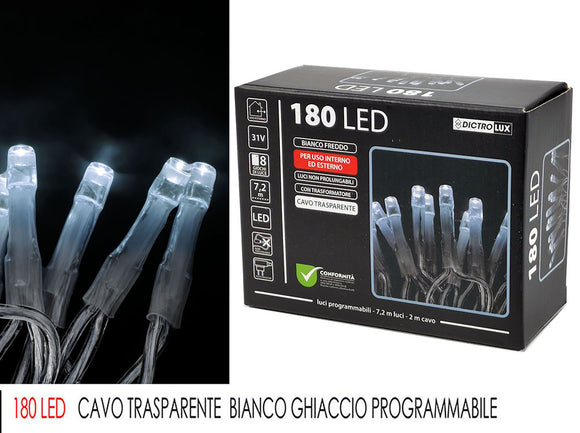 180 LED BIANCO GHIACCIO  X ESTCAVO TRASP