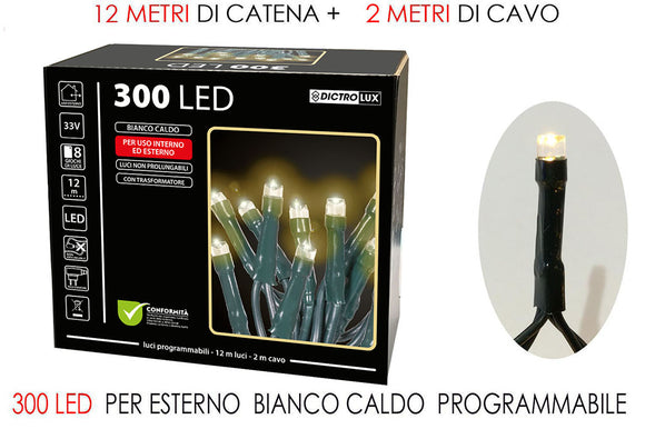 300 LUCI LED BIANCO CALDO X EST. PROG.