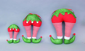 GAMBE ELFO CM.30X40H CON GAMBE RIGHE E BORDO VERDE LUCCICANT