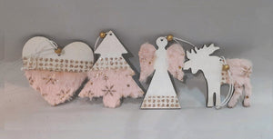DECORAZIONE LEGNO CM.10X12 CUORE/ANGELO/ALBERO/RENNA C/PELO