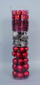 65 DECORAZIONI ASS.ROSSO 20MT.DI FILO IN CILINDRO CM.16X61 C