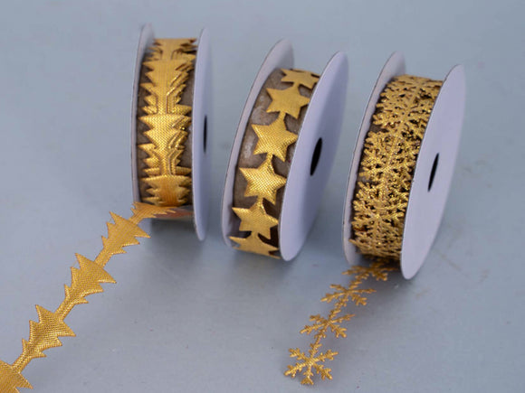 NASTRINO ORO MM.15X2MT.POLIESTERE DEC.FIOCCO/STELLA/ALBERO A