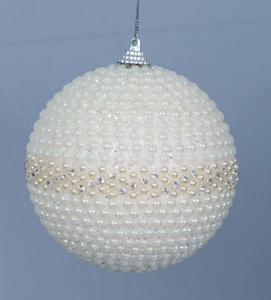 DISPLAY SFERA MM.100 BIANCA C/PERLINE E FASCIA CENTRALE AVOR