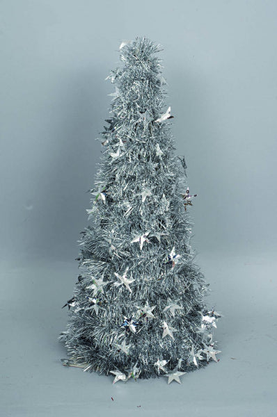 ALBERO CONICO CM.50 FILO ARGENTO C/STELLINE