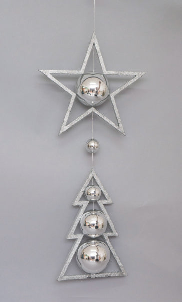 PENDENTE PVC CM.70 STELLA/ALBERO C/SFERE ARGENTO