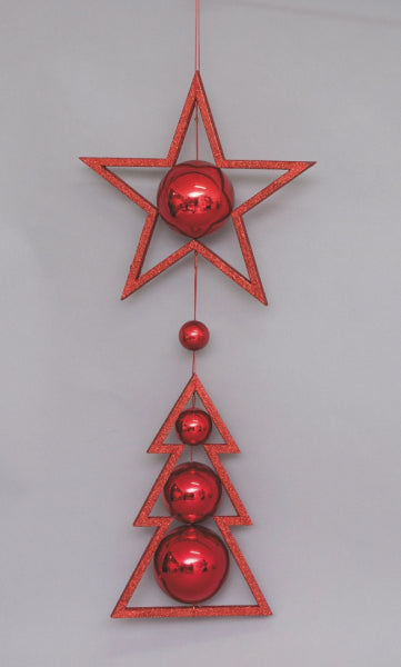 PENDENTE PVC CM.70 STELLA/ALBERO C/SFERE ROSSO
