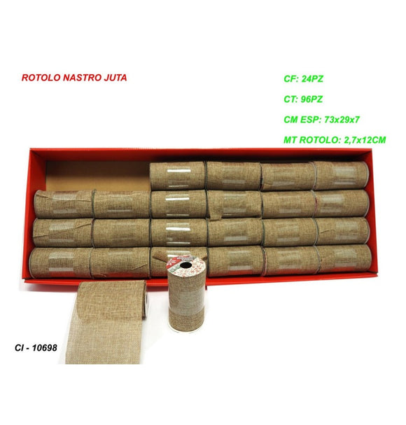 ROTOLO NASTRO JUTA MONOCOLORE H.11,3CM.X2,7MT.