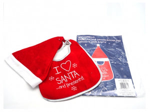 SET CAPPELLO (28X20)+BAVAGLINO (35X23) NATALE I LOVE SANTA