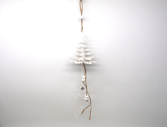 PENDAGLIO ALBERO BIANCO FIOCCHI NEVE C/PENDENTI 12X7,5/39CM.