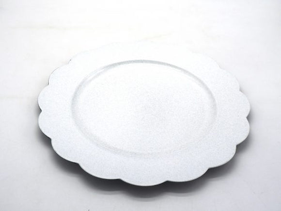 PIATTO PLASTICA FIORE DIAM. 33CM. BIANCO BRILLANTINATO