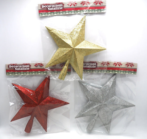PUNTALE CON BRILLANTINI FORMA STELLA H.29X28CM 3COLORI