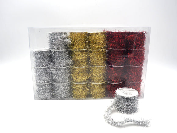 ROTOLO FILO SPIRALE BRILLANTINATO L. 2M. ROSSO,ORO,ARGENTO