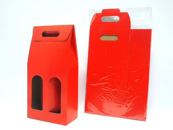 CONFEZ. P.2BOTTIGLIE 18,2X9,2X38,5CM. ROSSA LUCIDA T.PELLE