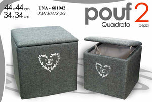 UNA/2PZ POUF GRI QUA CUORE XM13031S/2-G