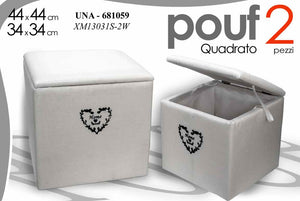 UNA/2PZ POUF BCO QUA CUORE XM13031S/2-W