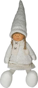 FABRIC SITTING GIRL DECORATION WHITE 19*14*55CM