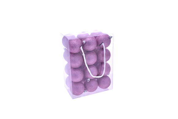 BOX 24 SFERE BASIC 6CM GLITTER ROSA