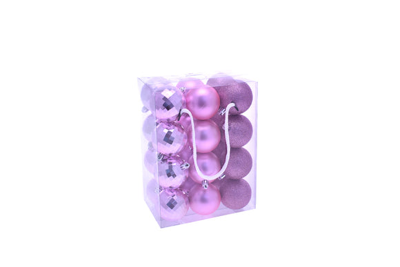 BOX 24 SFERE BASIC 6CM MAT/LUC.IR/GLIT ROSA