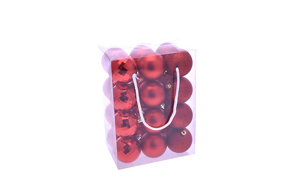 BOX 24 SFERE BASIC 6CM MAT/LUC.IR/GLIT ROSSO