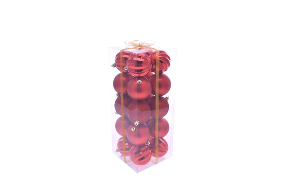 BOX 20 SFERE BASIC 7CM LUC.S/MAT/GLIT ROSSO