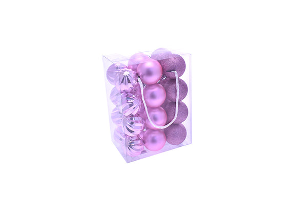 BOX 24 SFERE BASIC 6CM LUC.S/MAT/GLIT ROSA