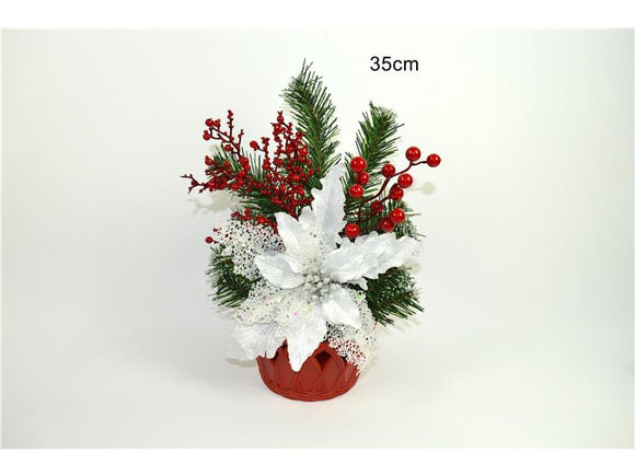 POINSETTIA CON VASO CM 35 BIANCA     ART.T35226B-15W