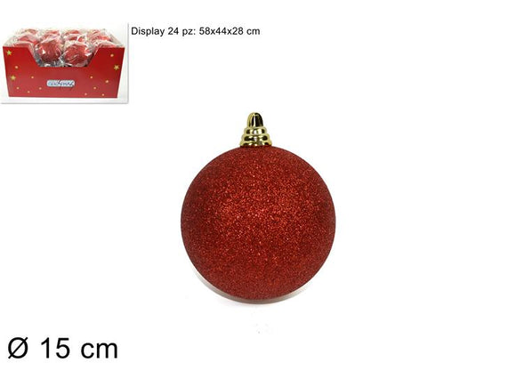 PALLA 15CM GLITTERATA IN DISPLAY ROSSO ART. 10A1E10/R4
