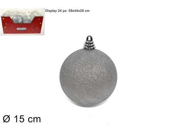 PALLA 15CM GLITTERATA IN DISPLAY SILVER ART. 10A1E10/S4