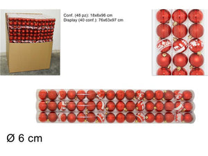 PALLINE 6 CM 48PZ 4 ASS IN PVC BOX ROSSO CT48E05L556N450N452