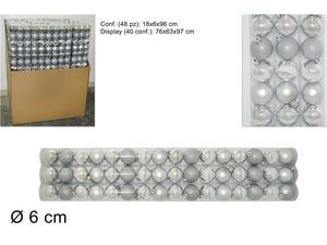 PALLINE 6 CM 48PZ 4 ASS. IN PVC BOX SILVER CT48E05L556N450N4