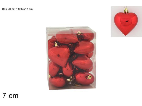 APPENDINO CUORE 20PZ 7CM LUCIDO ROSSO 2A20G709/R