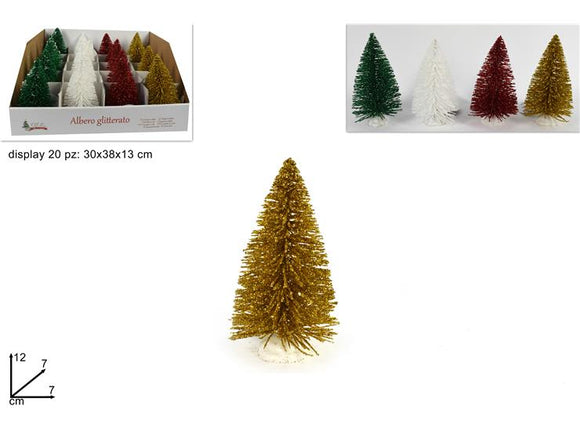 ALBERO GLITTERATO CM12 IN DISPLAY 4COL ASS 181201/R+G+W+G