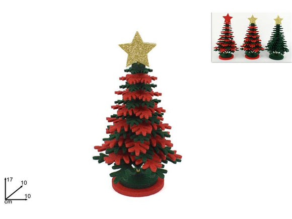 ALBERO FELTRO VERDE-ROSSO CM 17 3ASS GLD-20998/G-G+R