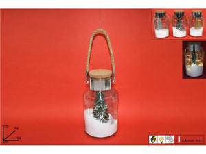 BARATTOLO VETRO C/ALBERO-LUCE-MUSICA-NEVE MOVIM.3ASS. LED-28