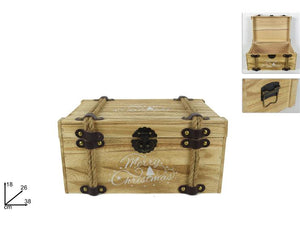 SCATOLA/BAULETTO LEGNO NATALIZIA NATURALE MERRY CHRISTMAS QB