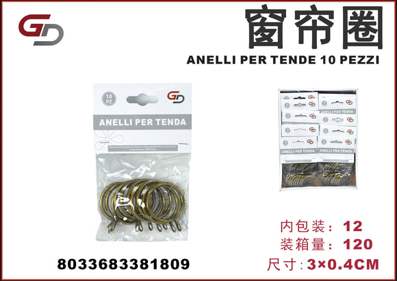 ANELLI PER TENDE 30*0,4CM 10 PEZZI 1/12PZ. CT120