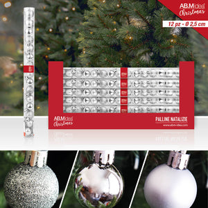 TUBO PALLINE 15 PZ. 2,5 CM. ASSORTIMENTO SILVER
