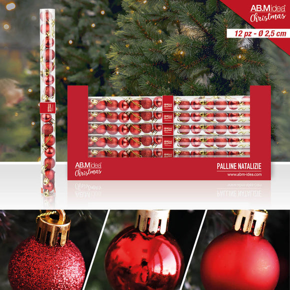 TUBO PALLINE 15 PZ. 2,5 CM. ASSORTIMENTO ROSSO