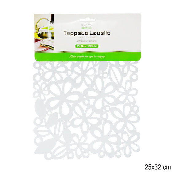 TAPPETINO PVC LAVELLO 25*32CM BIANCO