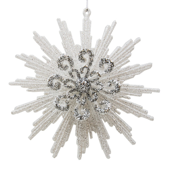 SNOWFLAKE GLITTER WHITE CM.16X5X16