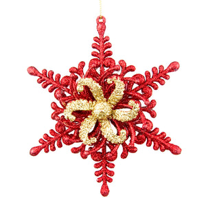 SNOWFLAKE GLITTER RED CM.13X3X15