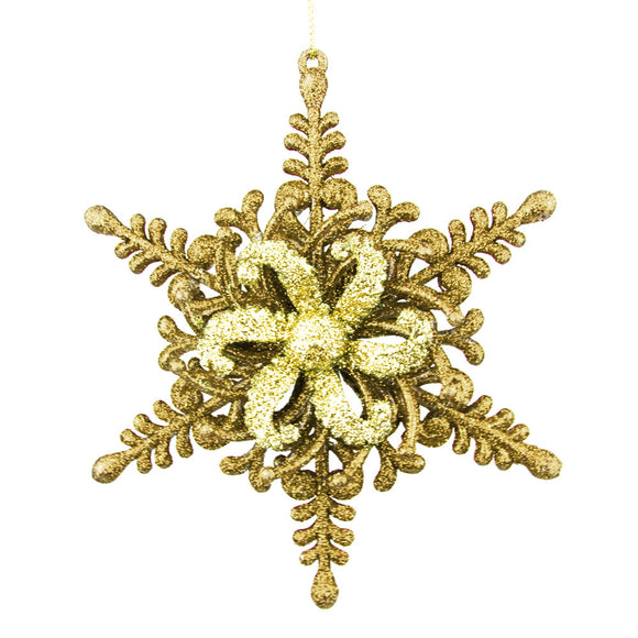 SNOWFLAKE GLITTER GOLD CM.13X3X15