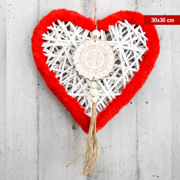 CUORE LEGNO PELLICCIOTTO ROSSO CM.30X30