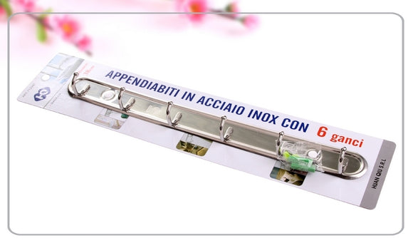 APPENDIABITI CON 6 GANCI IN ACCIAIO INOX