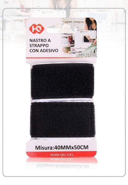 NASTRO A STRAPPO CON ADESIVO NERO 4.0X50CM