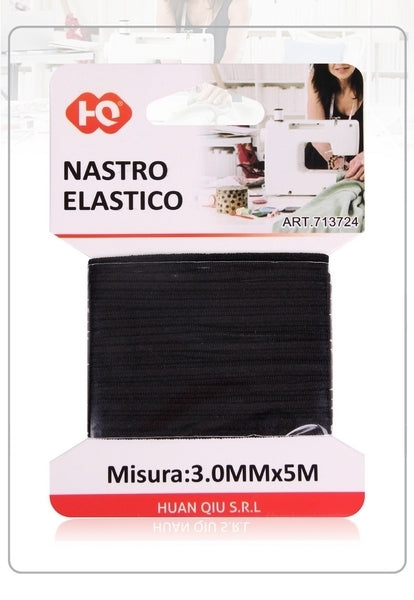 NASTRO ELASTICO  NERO 0.3CMX5M