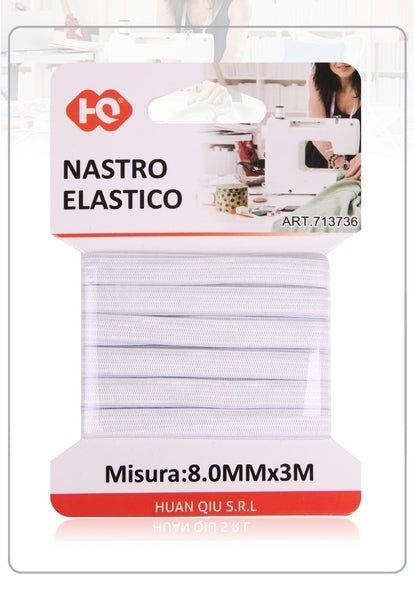 NASTRO ELASTICO  BIANCO 0.8CMX3M