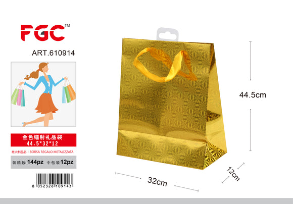 BORSA REGALO METALIZZATA 44.5*32*12 COLORE ORO  --144--