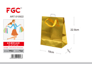 BORSA REGALO METALIZZATA 22.8*19*10 COLORE ORO  --240--